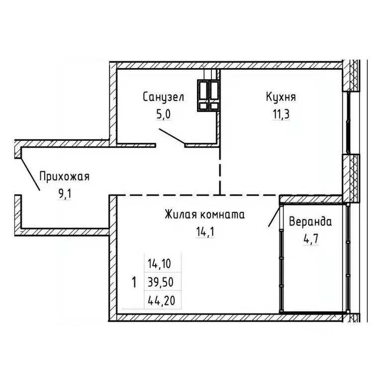 1-к кв. Приморский край, Владивосток Днепровская ул. (44.2 м) - Фото 1