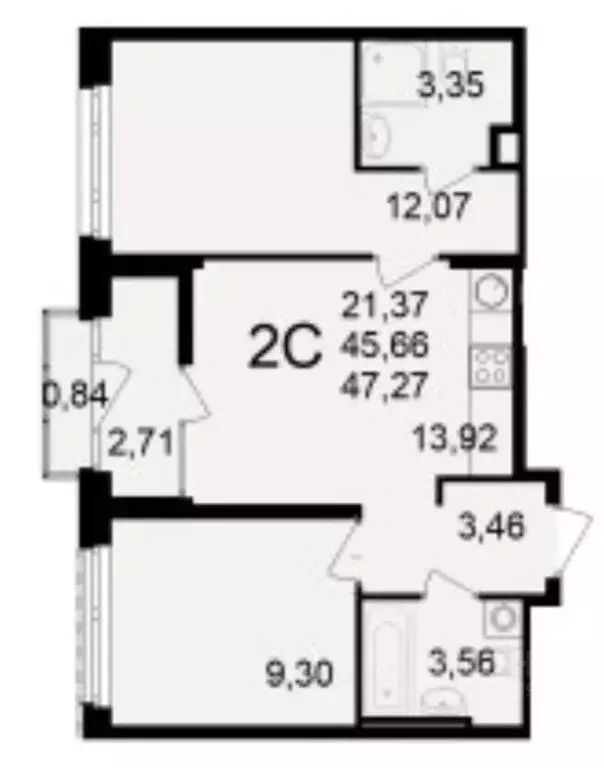 2-к кв. Рязанская область, Рязань Куйбышевское ш., 17 (47.2 м) - Фото 1
