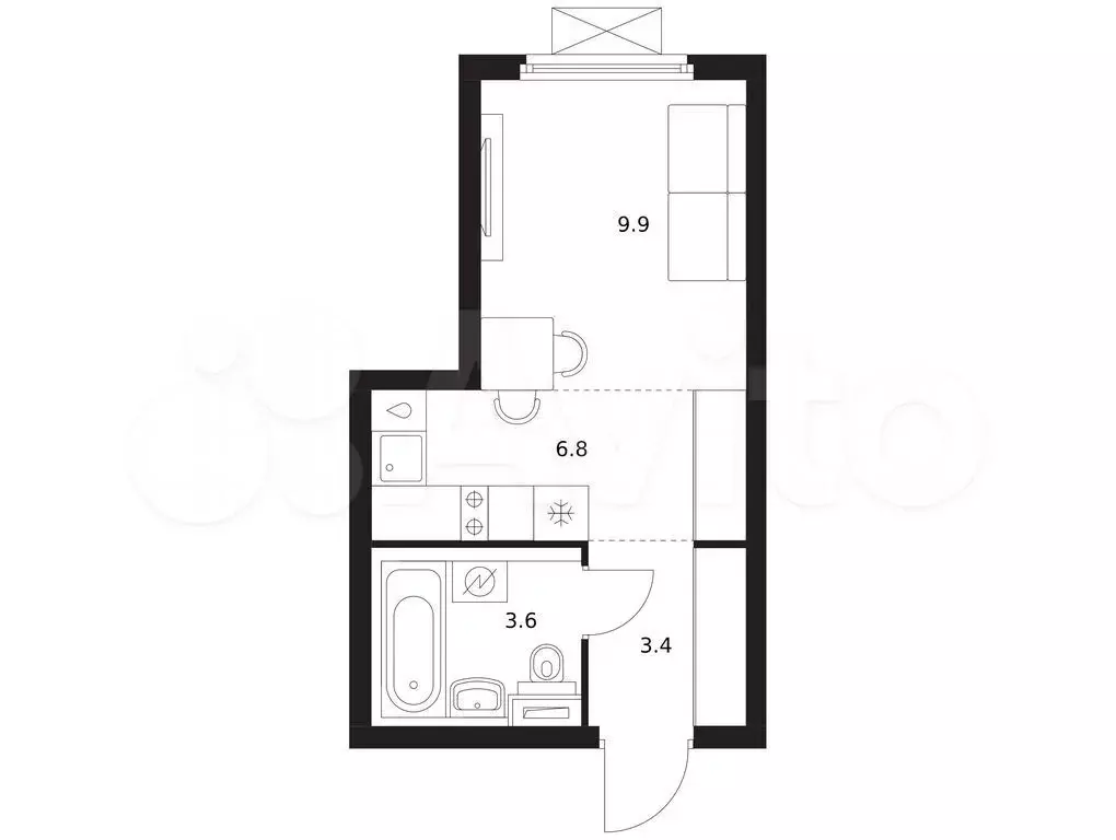 Квартира-студия, 23,7 м, 2/15 эт. - Фото 0