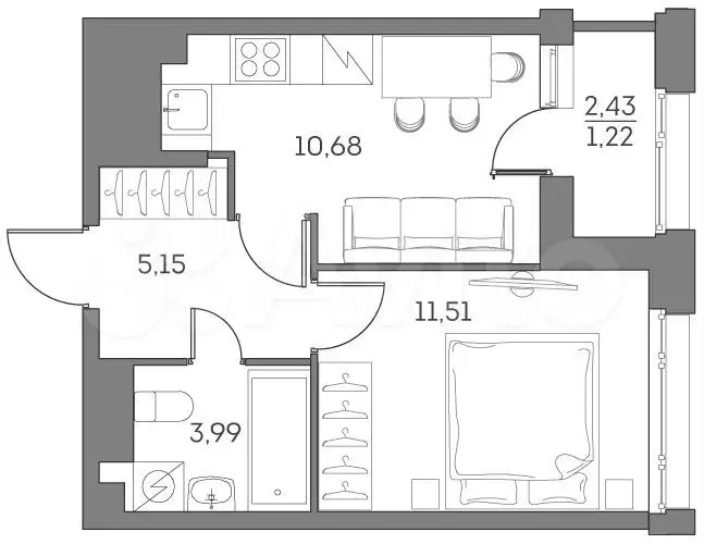 1-к. квартира, 32,6 м, 14/28 эт. - Фото 0