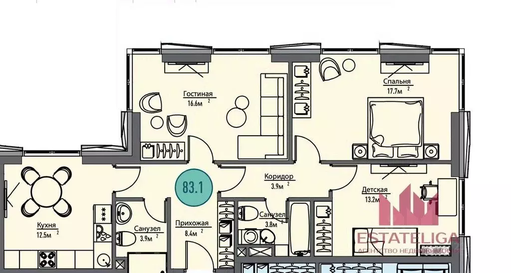 Квартира, 3 комнаты, 85 м - Фото 2