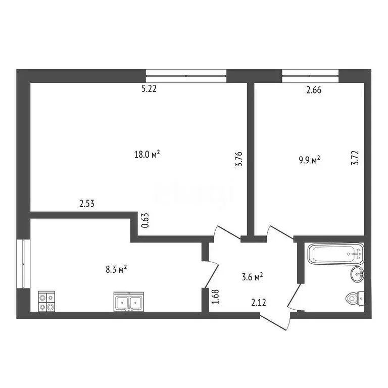 2-комнатная квартира: Санкт-Петербург, улица Подводника Кузьмина, 18 ... - Фото 2