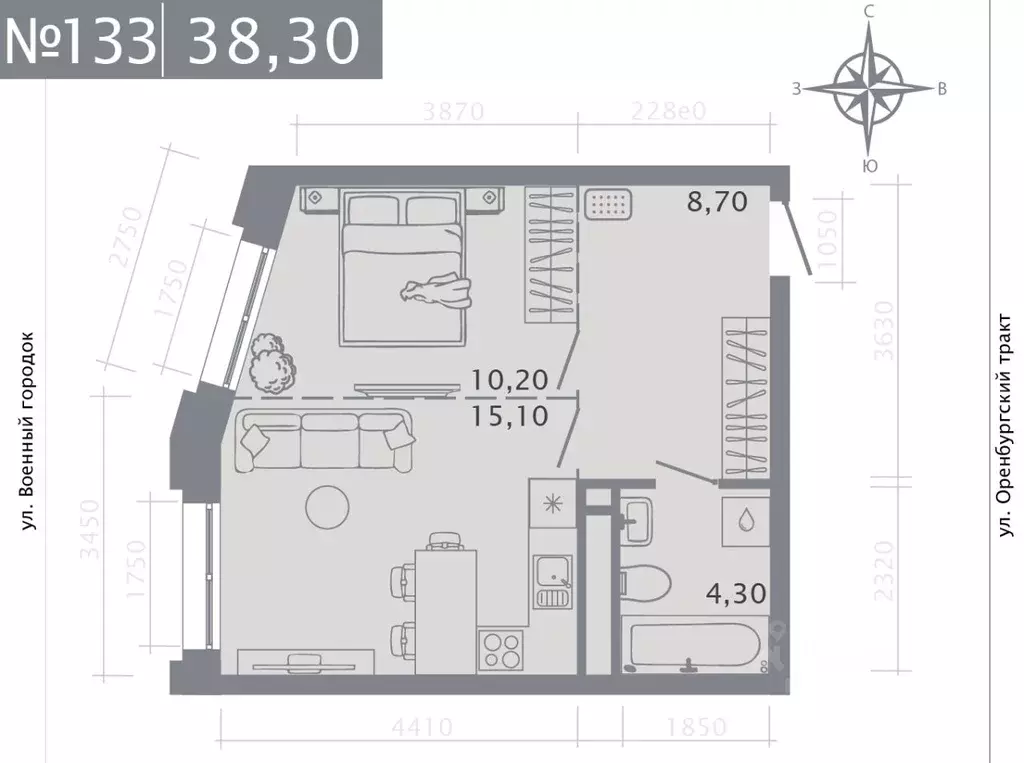 1-к кв. Татарстан, Казань ул. Шишкина (38.3 м) - Фото 0