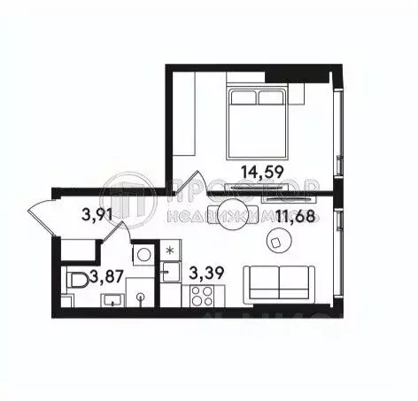1-к кв. Москва ул. Сокольнический Вал, 2АС1 (37.44 м) - Фото 2