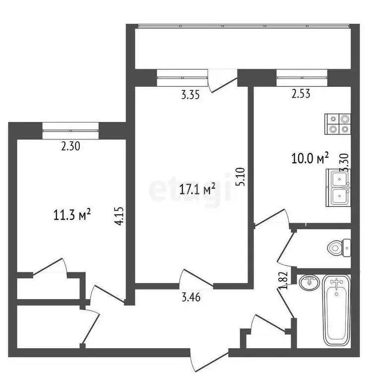 2-комнатная квартира: Калуга, Майская улица, 36 (54 м) - Фото 1