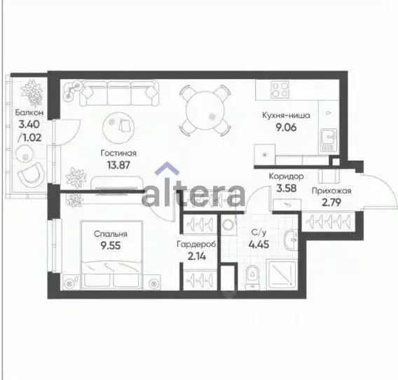 2-к кв. Татарстан, Казань ул. Архитектора Гайнутдинова, 22 (45.0 м) - Фото 1