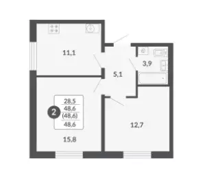 Продаётся 2-к квартира, 48.5 м - Фото 0