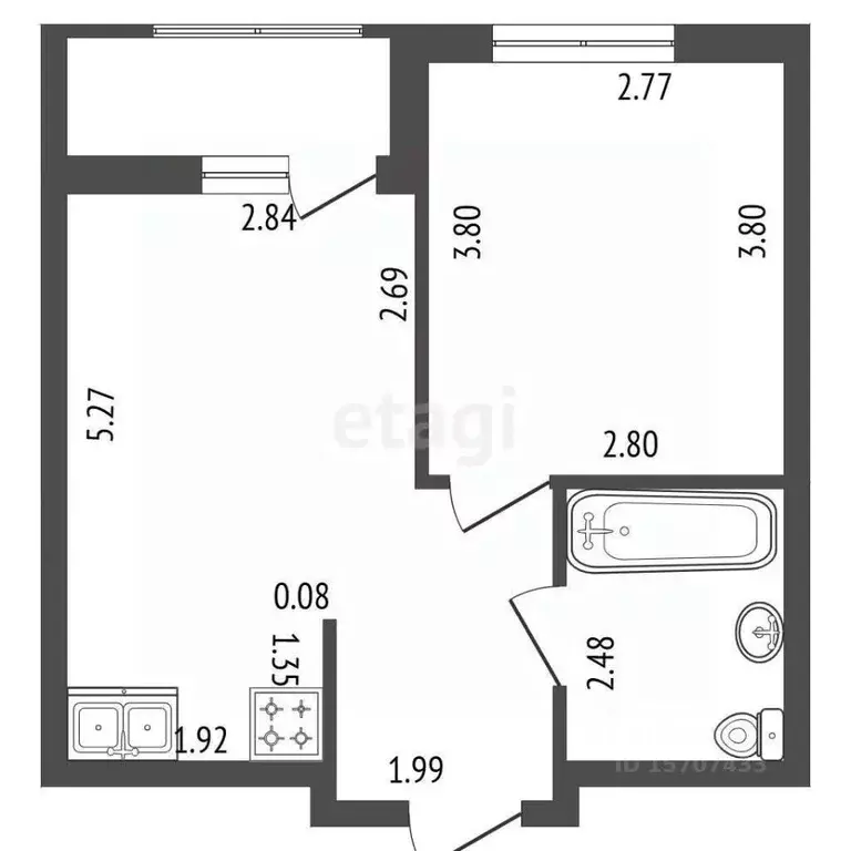 1-к кв. Ленинградская область, Всеволожский район, Свердловское ... - Фото 2