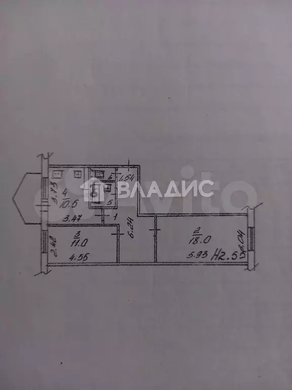 2-к. квартира, 57,9 м, 2/5 эт. - Фото 0