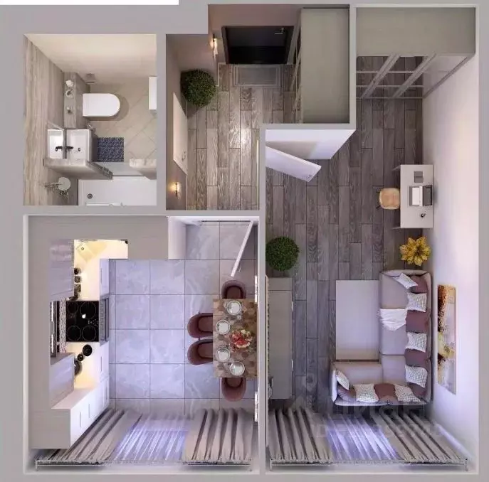 1-к кв. Татарстан, с. Высокая Гора ул. Хасана Шайдуллина, 1 (33.9 м) - Фото 2