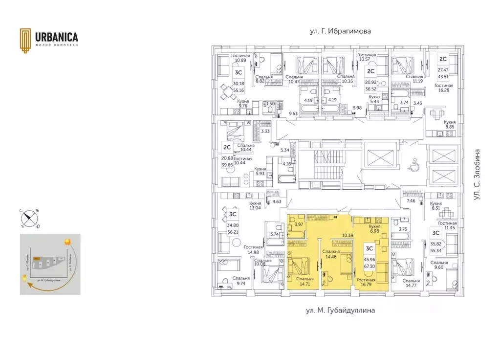 3-к кв. Башкортостан, Уфа ул. Художника Позднова, 13 (66.9 м) - Фото 2