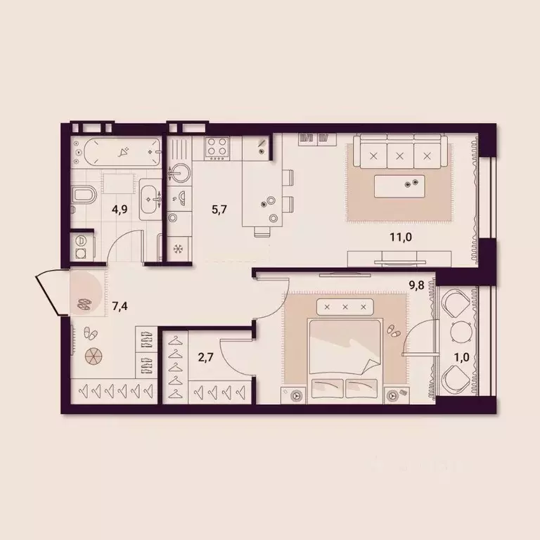 1-к кв. Приморский край, Артем ул. Куйбышева, 11А (42.52 м) - Фото 1