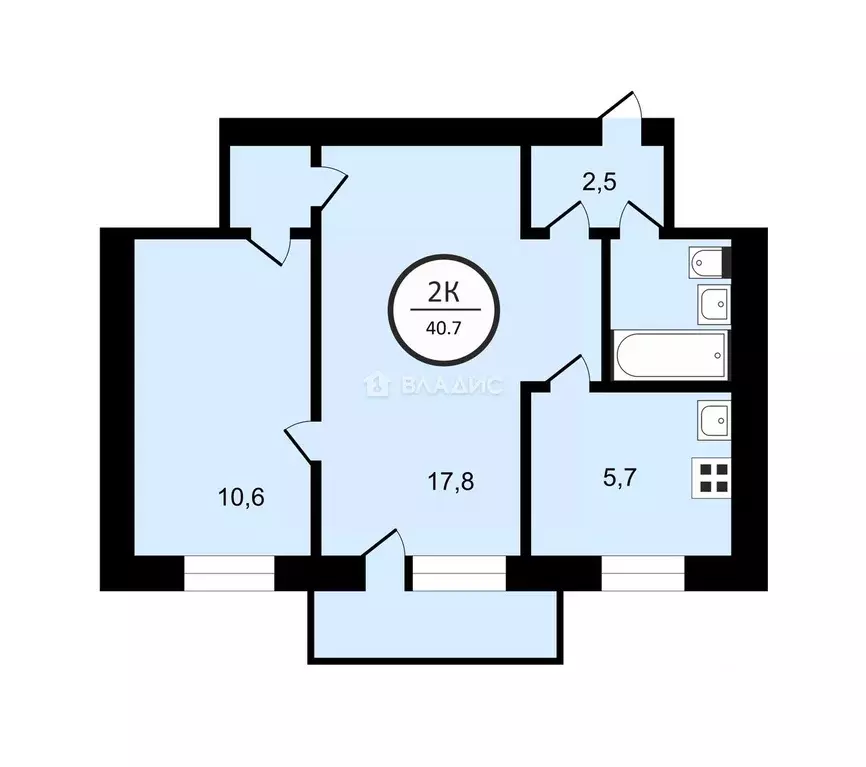 2-к кв. Московская область, Люберцы Смирновская ул., 1а (40.7 м) - Фото 1