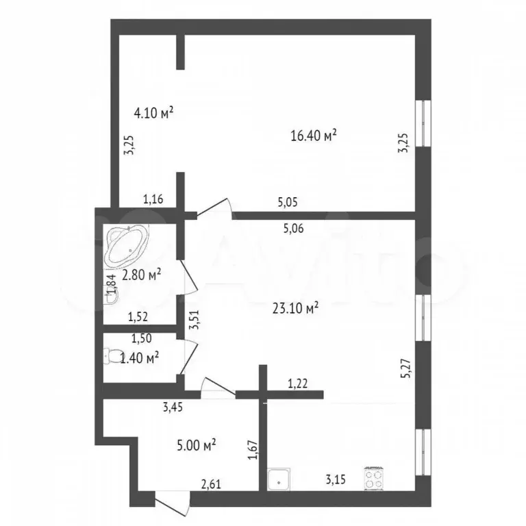 2-к. квартира, 55,5 м, 3/4 эт. - Фото 0