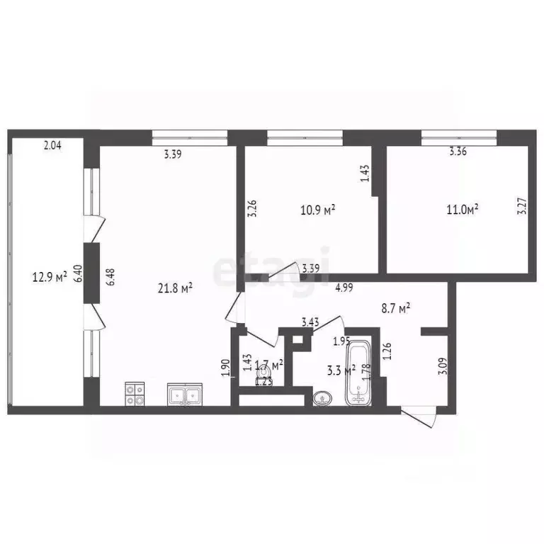 2-к кв. Краснодарский край, Анапа ш. Симферопольское, 58к2 (70.6 м) - Фото 1