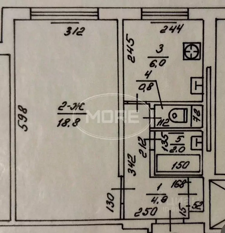 1-к кв. Калининградская область, Калининград Батальная ул., 78 (32.5 ... - Фото 2