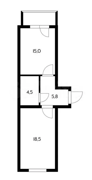 1-к. квартира, 44 м, 4/5 эт. - Фото 0