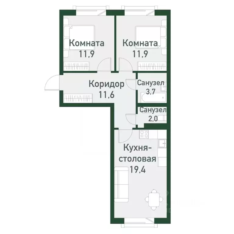 2-к кв. Челябинская область, Челябинский городской округ, пос. ... - Фото 0