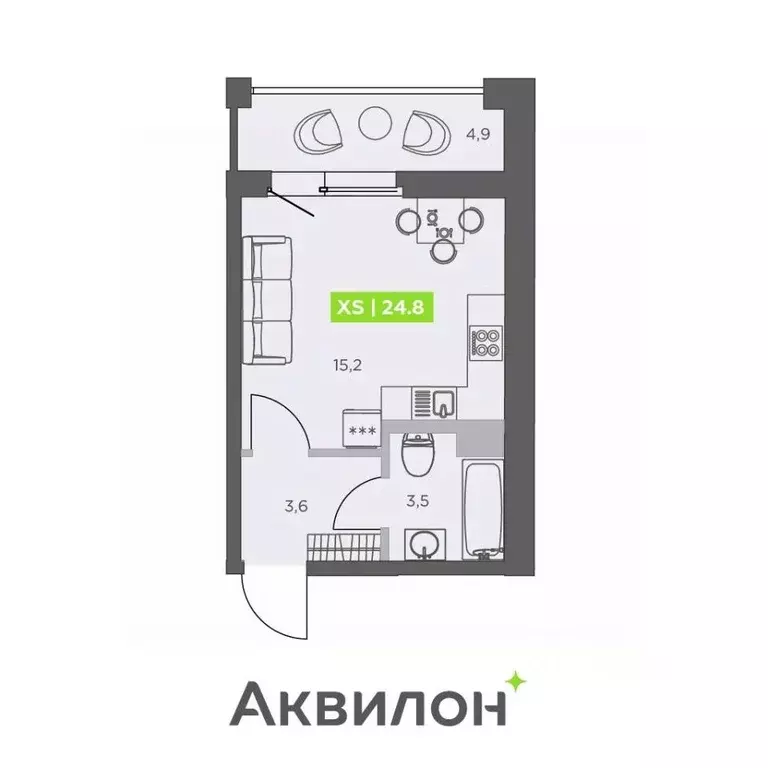 Студия Санкт-Петербург бул. Головнина, 4 (24.8 м) - Фото 1