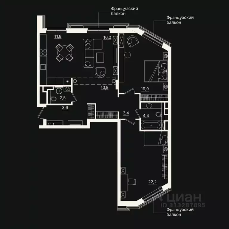 3-к кв. Тюменская область, Тюмень ул. Щербакова, 2к5 (94.54 м) - Фото 0