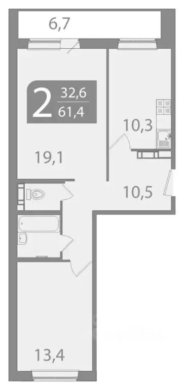 2-к кв. Томская область, Томск ул. Пришвина, 46 (58.12 м) - Фото 1
