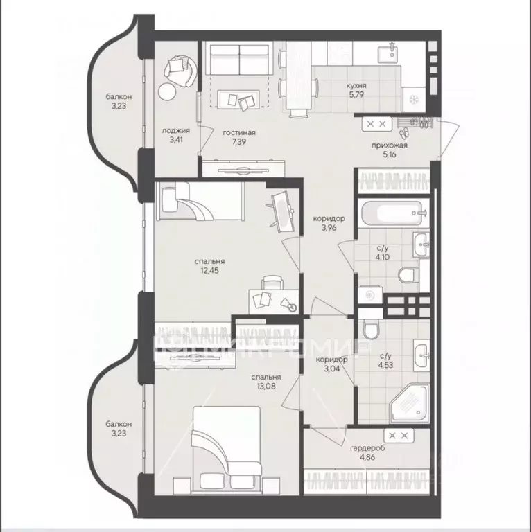 2-к кв. Новосибирская область, Новосибирск Кедровая ул., 79 (70.0 м) - Фото 1