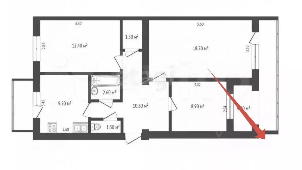 3-к кв. Севастополь ул. Генерала Мельника, 3 (69.2 м) - Фото 2