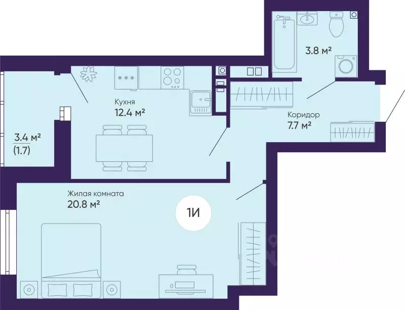 1-к кв. Свердловская область, Екатеринбург просп. Космонавтов, 7Б ... - Фото 1