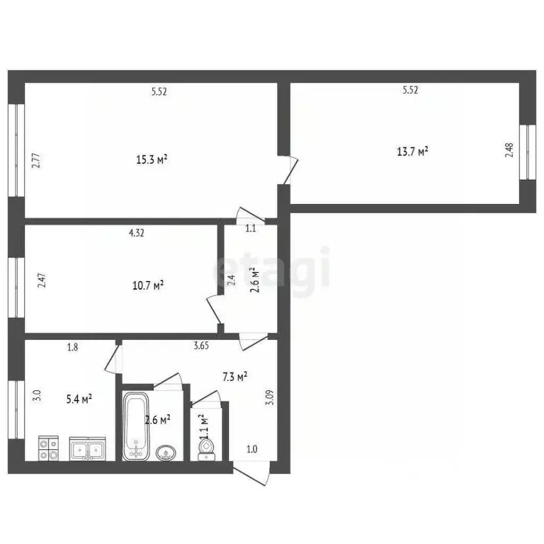 3-к кв. Мордовия, Саранск ул. Олега Кошевого, 16 (58.7 м) - Фото 2