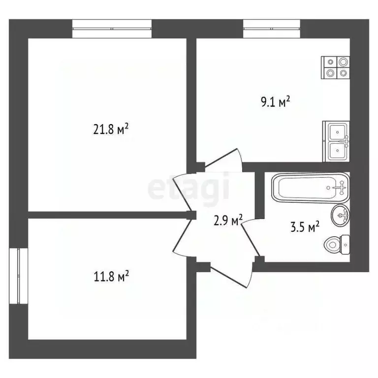 2-к кв. Вологодская область, Вологда ул. Южакова, 82 (37.5 м) - Фото 2
