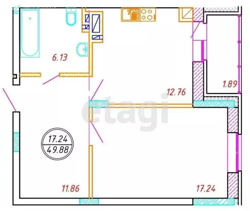 1-комнатная квартира: село Усады, Счастливая улица, 7 (47.5 м) - Фото 1