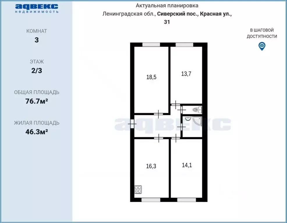 3-к кв. Ленинградская область, Гатчинский муниципальный округ, ... - Фото 1