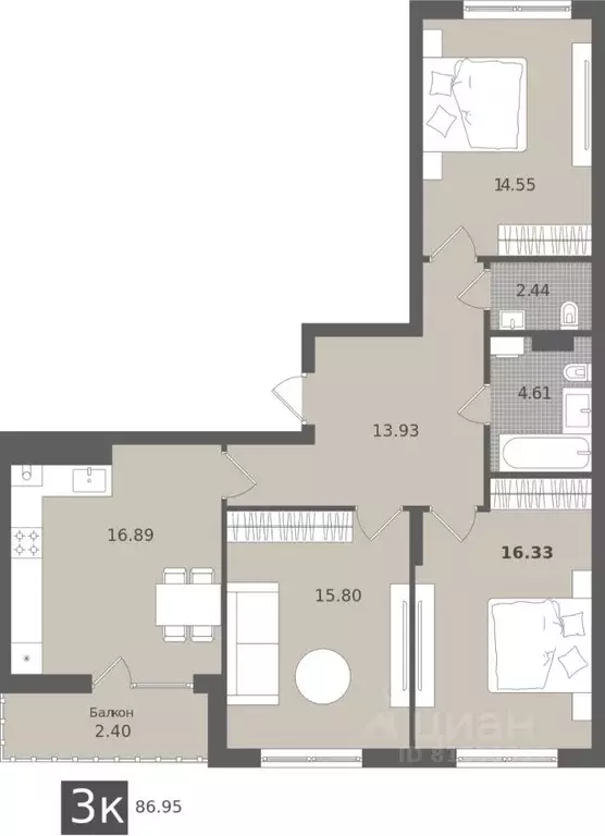 3-к кв. Калининградская область, Светлогорск Лесная Сказка жилой ... - Фото 1