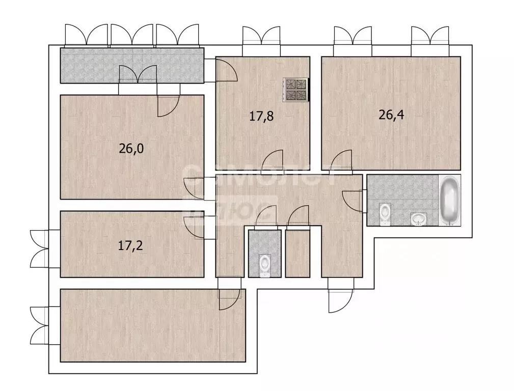 4-к кв. Тюменская область, Тюмень ул. Малыгина, 56 (146.6 м) - Фото 2