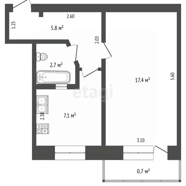 1-к кв. Крым, Феодосия ш. Симферопольское, 33 (33.0 м) - Фото 2