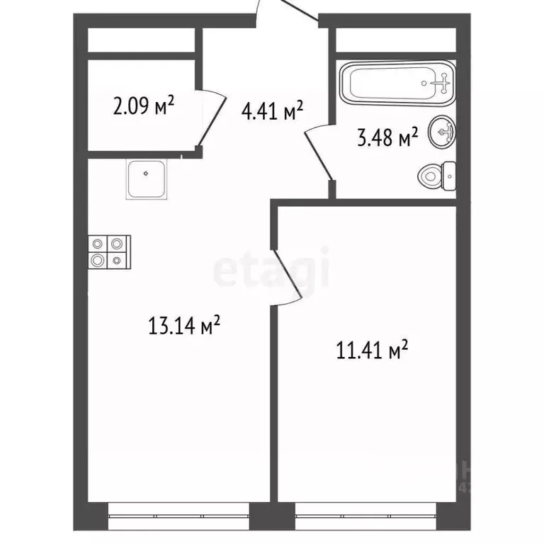 1-к кв. Удмуртия, Ижевск Клубная ул., 13В (34.8 м) - Фото 1