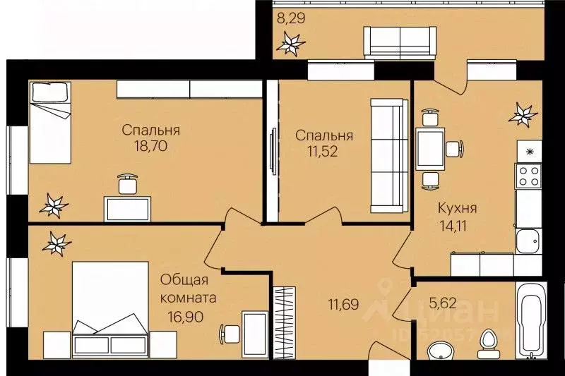 3-к кв. Мордовия, Саранск ул. Юрия Святкина, 10 (82.69 м) - Фото 0