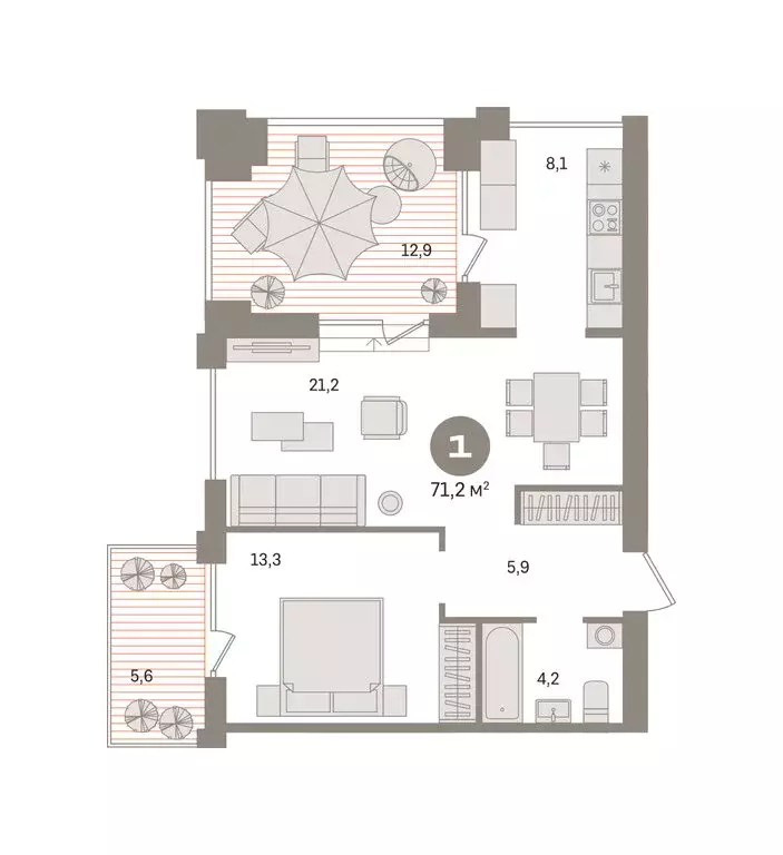 1-комнатная квартира: Новосибирский район, рабочий посёлок Краснообск, ... - Фото 2