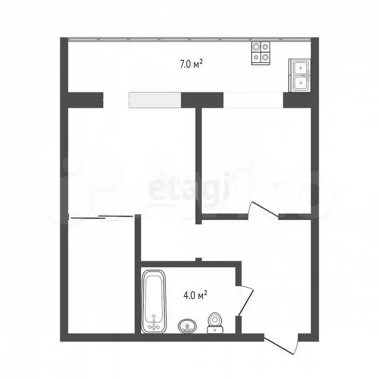 2-к. квартира, 30,7 м, 7/8 эт. - Фото 0