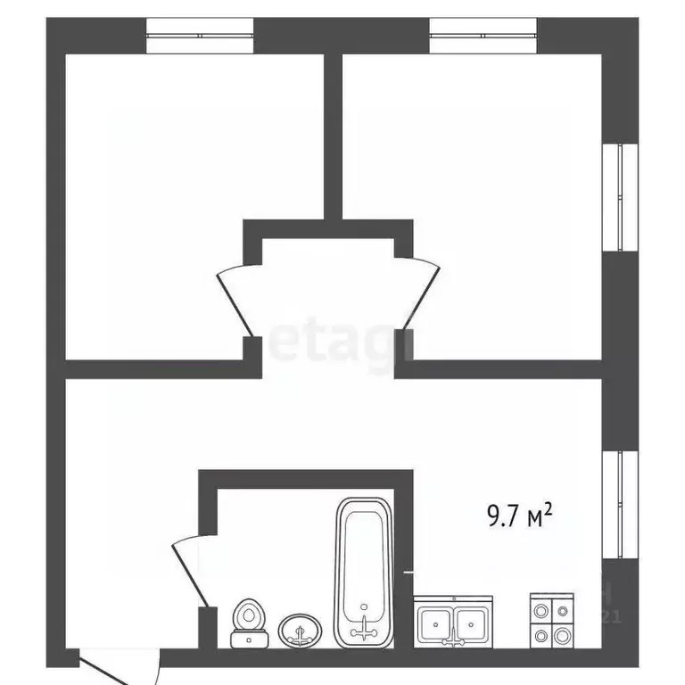 2-к кв. Костромская область, Кострома проезд Антроповский, 8 (46.1 м) - Фото 1