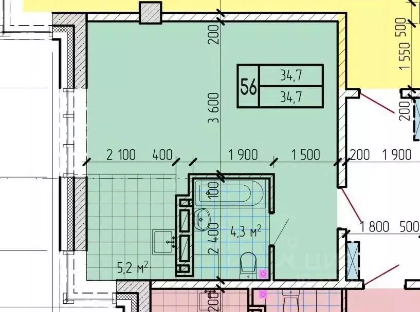 Студия Приморский край, Находка  (34.7 м) - Фото 1