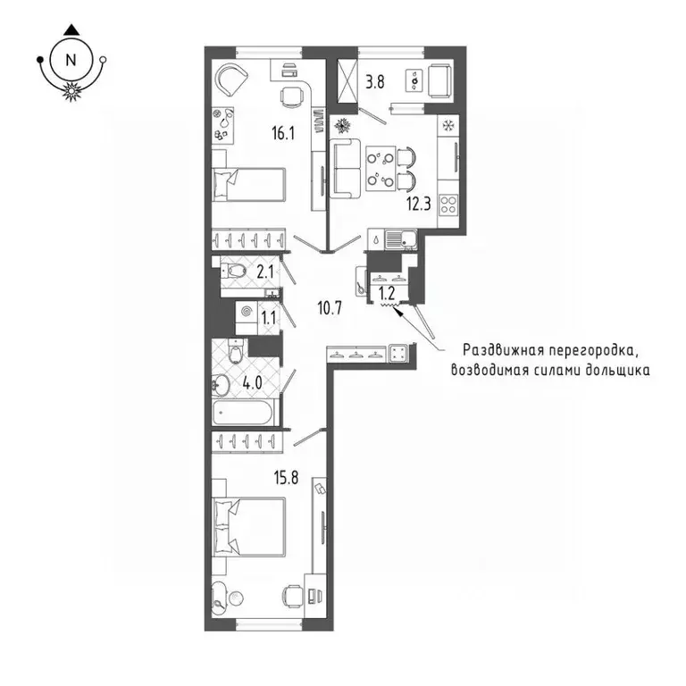 2-к кв. Санкт-Петербург бул. Измайловский, 9 (65.5 м) - Фото 0