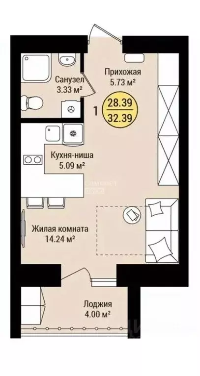 1-к кв. Марий Эл, Йошкар-Ола городской округ, с. Семеновка ул. ... - Фото 1