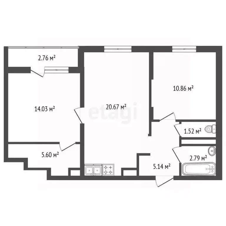 2-к кв. Санкт-Петербург ул. Ивинская, 7 (60.0 м) - Фото 1