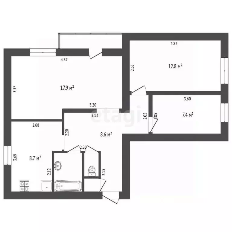 3-к кв. Свердловская область, Талица ул. Фрунзе, 8 (60.1 м) - Фото 2