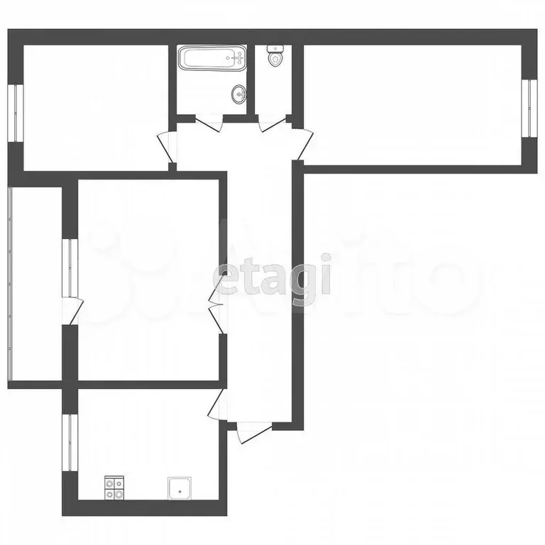 3-к. квартира, 61,7 м, 8/8 эт. - Фото 0
