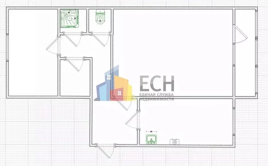2-к кв. Тульская область, Новогуровский рп ул. Мира, 6 (52.6 м) - Фото 2