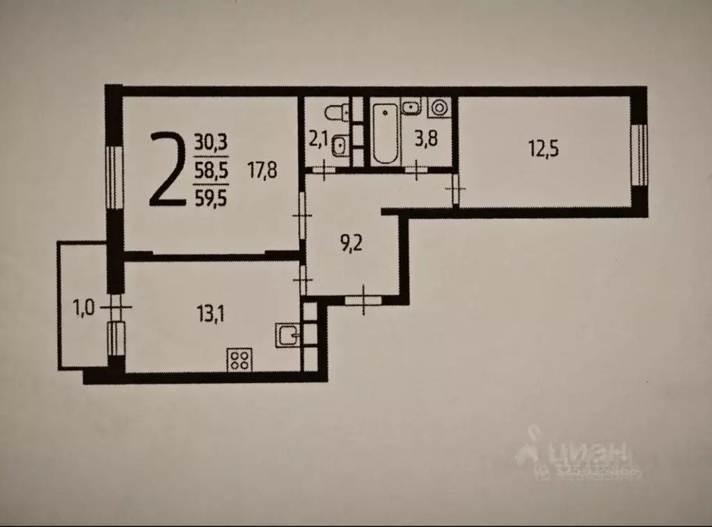 2-к кв. Москва Новые Ватутинки жилрайон, Заречный мкр, 5/1 (59.5 м) - Фото 2