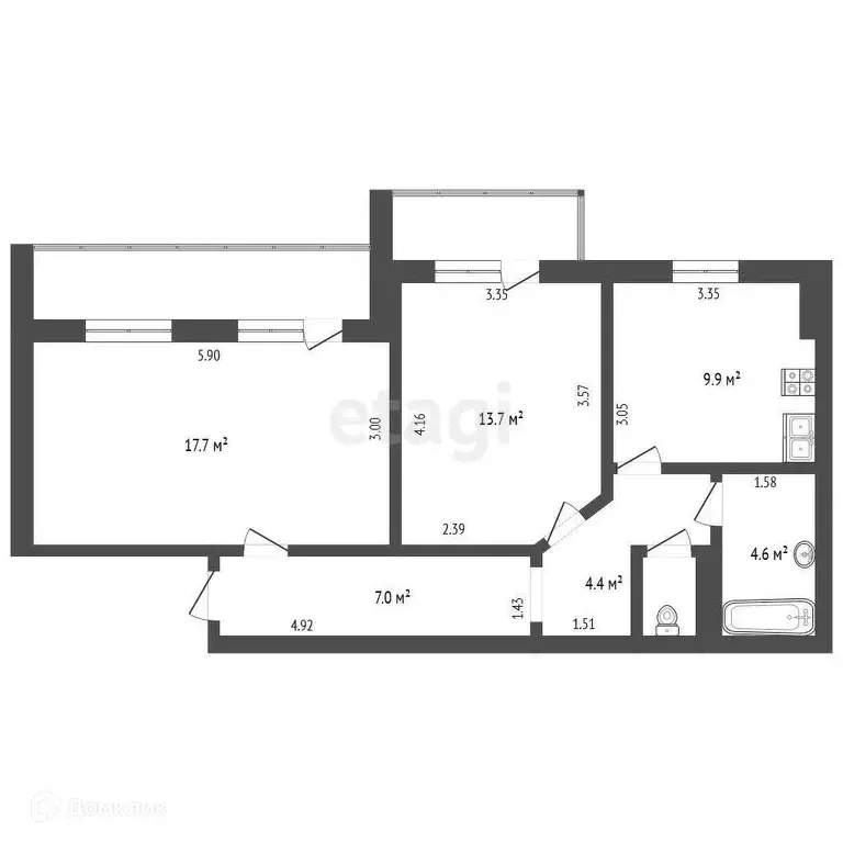 Продаётся 2-к квартира, 63.9 м - Фото 0