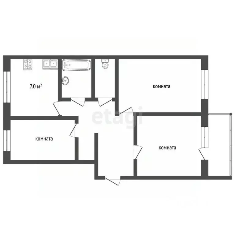 3-к кв. Владимирская область, Муром Ленинградская ул., 28 (63.0 м) - Фото 2